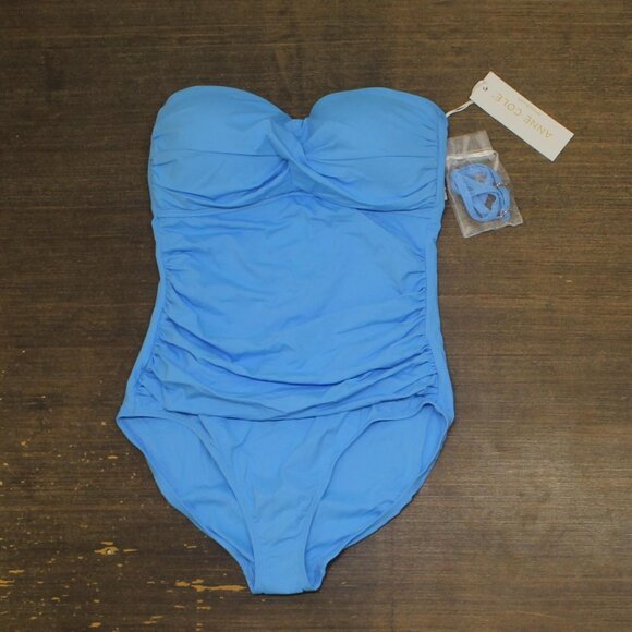Anne Cole Womens Twist-Front Ruched One-Piece Swimsuit MYMO00501 Arctic Blue 8 - Picture 1 of 9